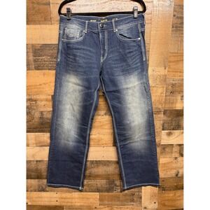 Helix Loose Straight Leg Jeans Dark Wash Contrast Stitch 32W 30L